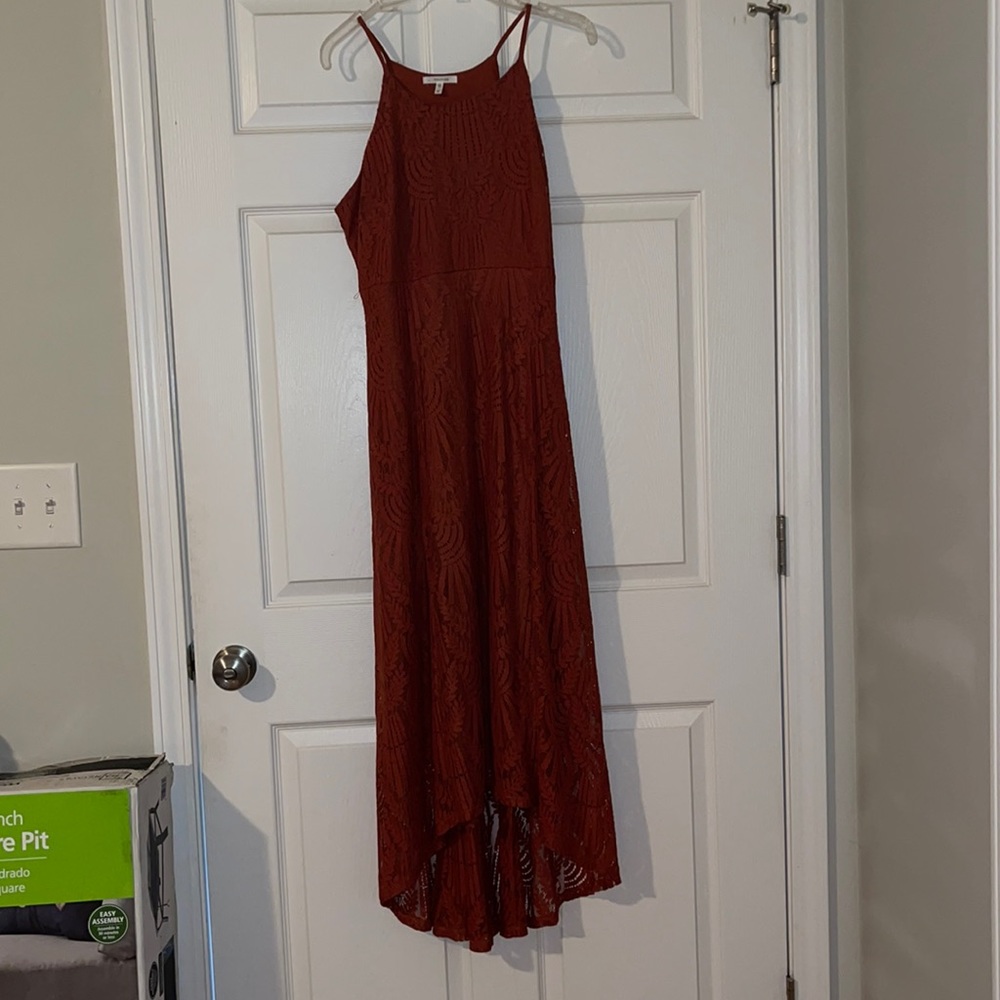 Maurice’s brand burnt orange asymmetrical maxi dress, size medium